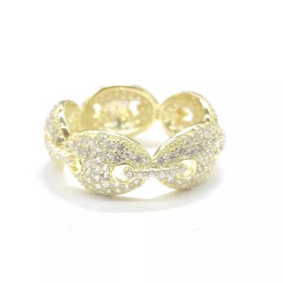 925 Sterling Silver ICED OUT BLING GUCCI LINK RING - Picture 7 of 8